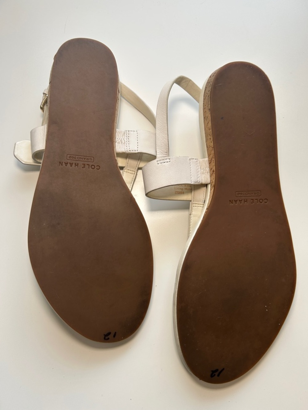 Cole Haan Francine Demi Wedge T-Strap Sandals with Gold Buckles 9B - Picture 9 of 12